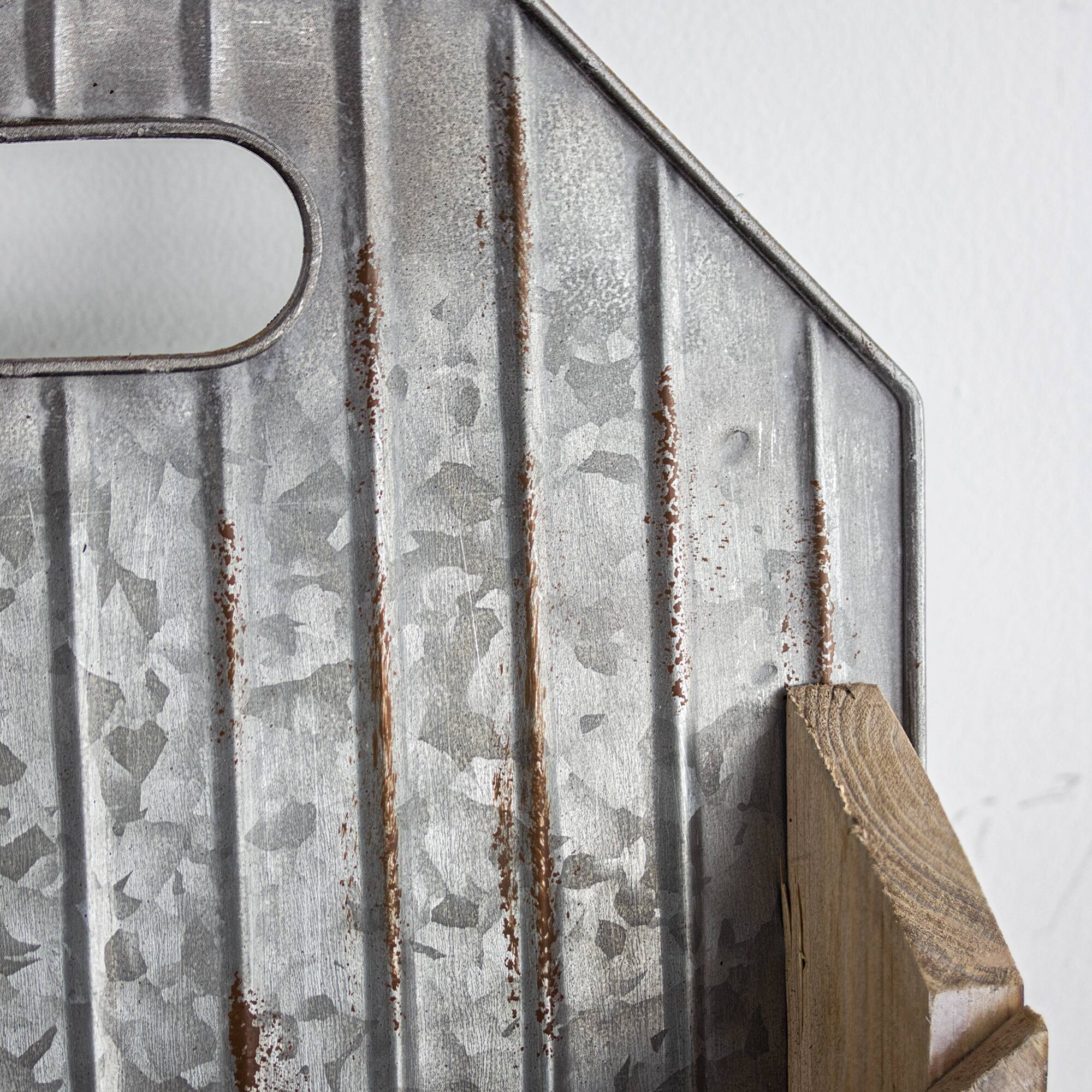 Galvanized Metal & Wood Envelope Wall Organizer